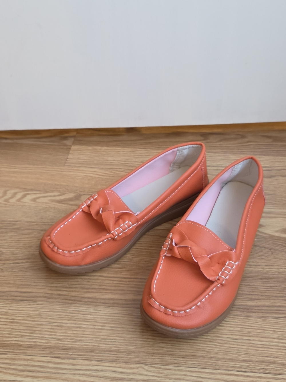 NWOT Women's Braided Slip-On Loafers in Orange